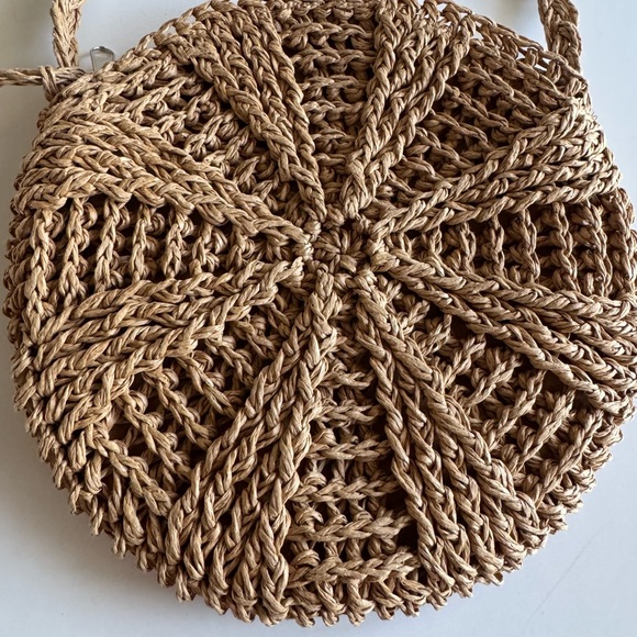 Straw Crossbody Purse, Round, Zip Top Closure, Lined…NWOT - Picture 3 of 4